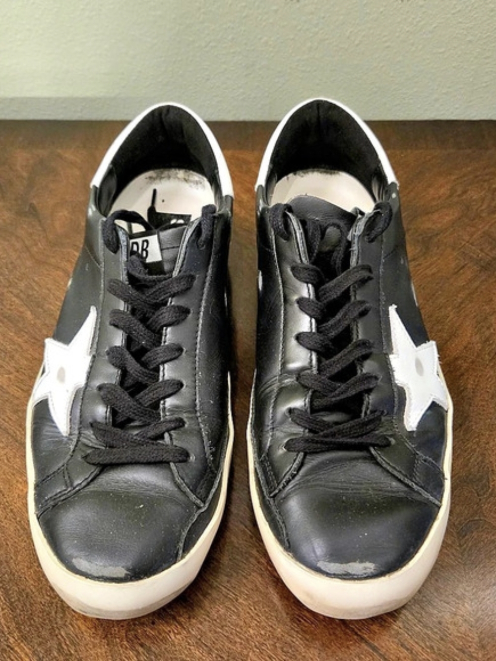 Golden Goose Super-Star Low-Top Leather Sneakers Black & White Sneakers